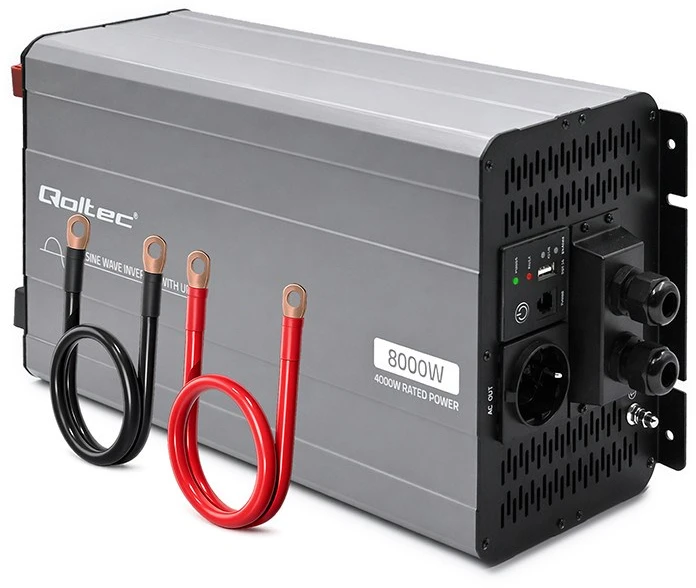 Qoltec Pure Sine Wave | 12V na 230V | 4000/8000W | UPS BYPASS