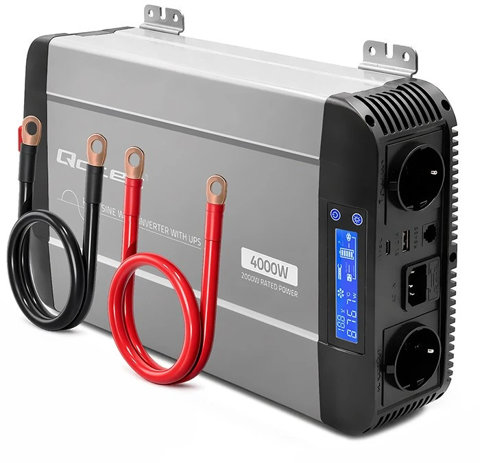 Qoltec Pure Sine Wave | 12V na 230V | 2000/4000W | UPS BYPASS