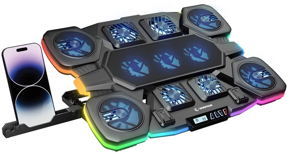RAMPAGE GAMING GLACIER LAPTOP COOLING STAND juodas