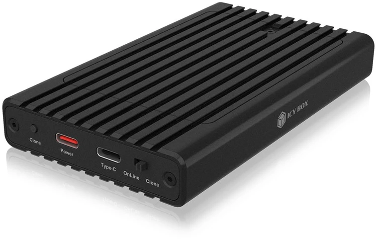 ICY BOX IB-2817MCL-C31 Externes USB-C 3.2 Gehuse fr 2x M.2 NVMe SSD mit Klonfunktion