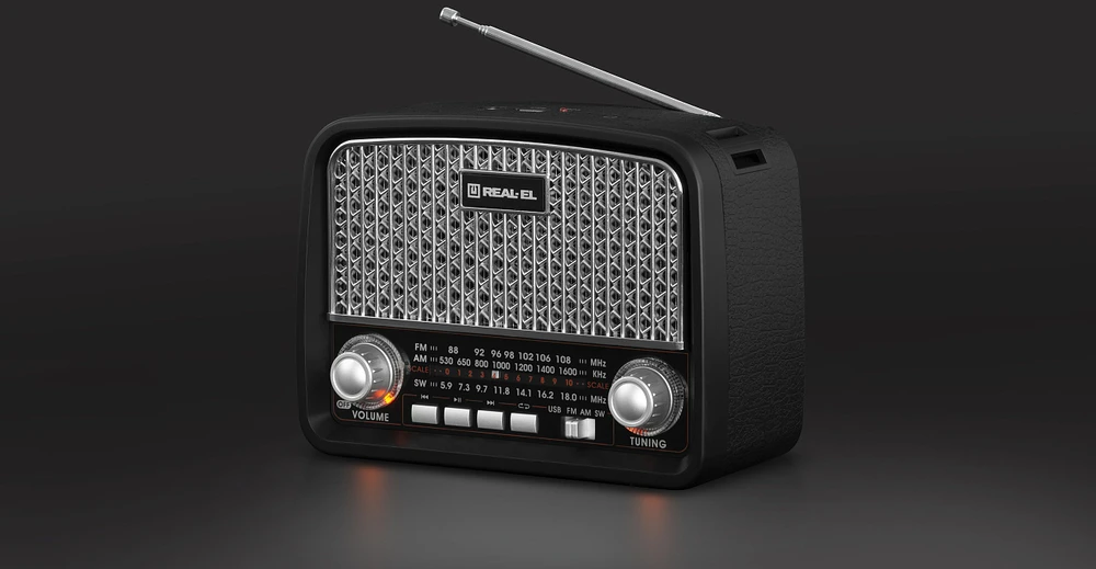 Radijas REAL-EL X-520 juodos spalvos