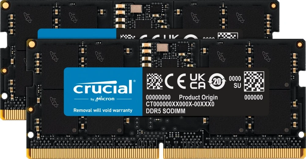 Nešiojamo kompiuterio atmintis RAM Crucial DDR5-5600 Kit 32GB 2x16GB SODIMM CL46 (16Gbit)