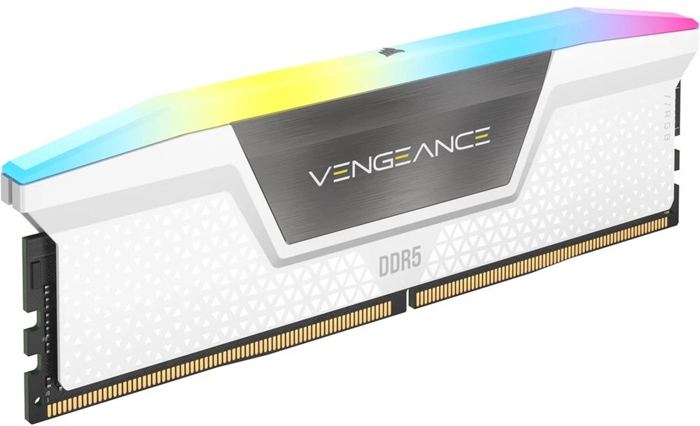 RAM CORSAIR VENGEANCE RGB 32GB 2x16GB DDR5 6000MT/s DIMM Be buferio 30-36-36-76 Std PMIC XMP 3.0 Baltas Heatspreader RGB LED 1.4V