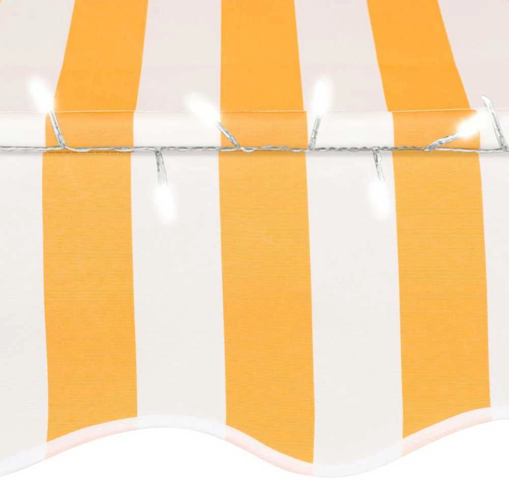 Rankinė ištraukiama markizė su LED, balta ir oranžinė, 150cm
