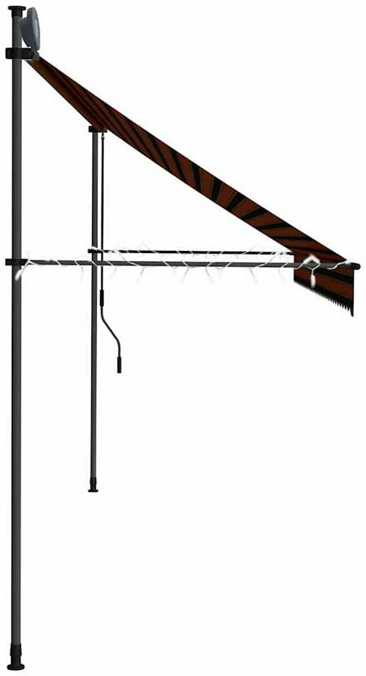 Rankinė ištraukiama markizė su LED, oranžinė ir ruda, 350cm