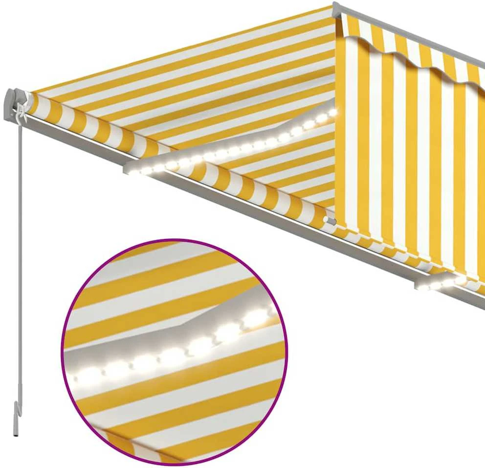 Rankiniu būdu ištraukiama markizė, geltona ir balta, 3x2,5m