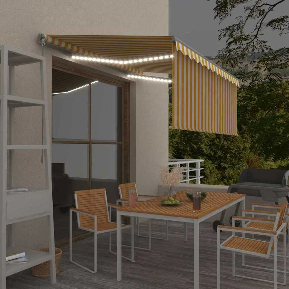 Rankiniu būdu ištraukiama markizė, geltona ir balta, 3x2,5m