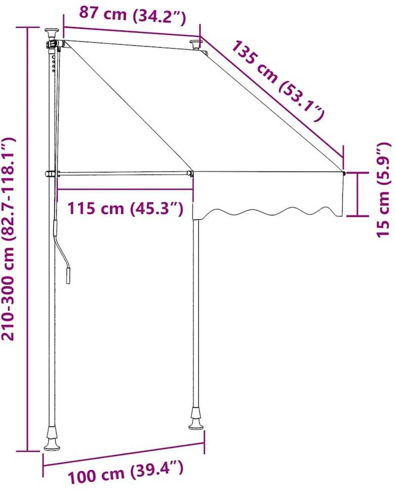 Rankiniu būdu ištraukiama markizė, kreminės spalvos, 100cm