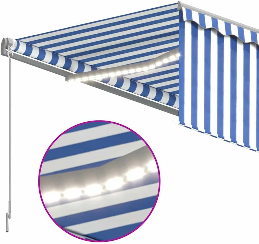 Rankiniu būdu ištraukiama markizė, mėlyna ir balta, 3x2,5m