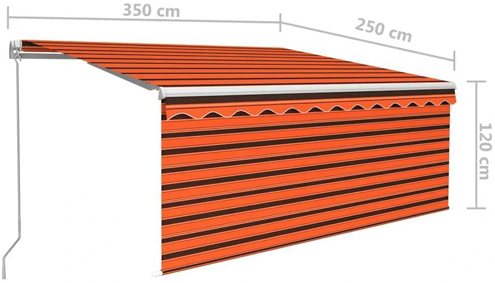 Rankiniu būdu ištraukiama markizė, oranžinė ir ruda, 3,5x2,5m