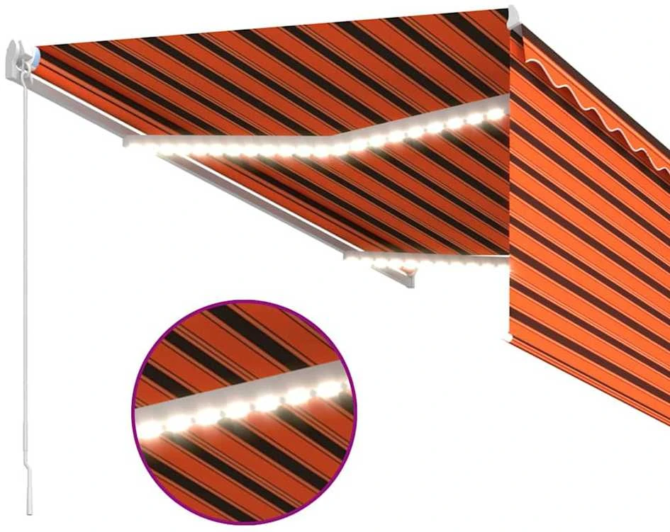 Rankiniu būdu ištraukiama markizė, oranžinė ir ruda, 3,5x2,5m