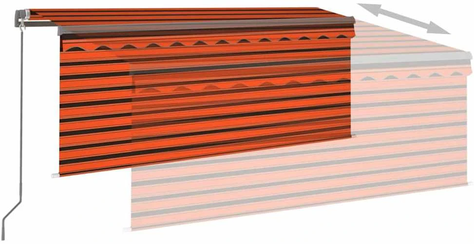 Rankiniu būdu ištraukiama markizė, oranžinė ir ruda, 3,5x2,5m