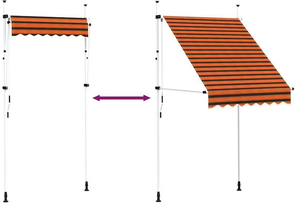 Rankiniu būdu ištraukiama markizė, oranžinė ir ruda, 150cm