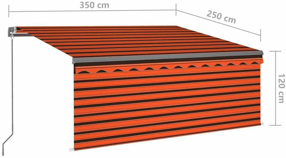 Rankiniu būdu ištraukiama markizė, oranžinė ir ruda, 3,5x2,5m