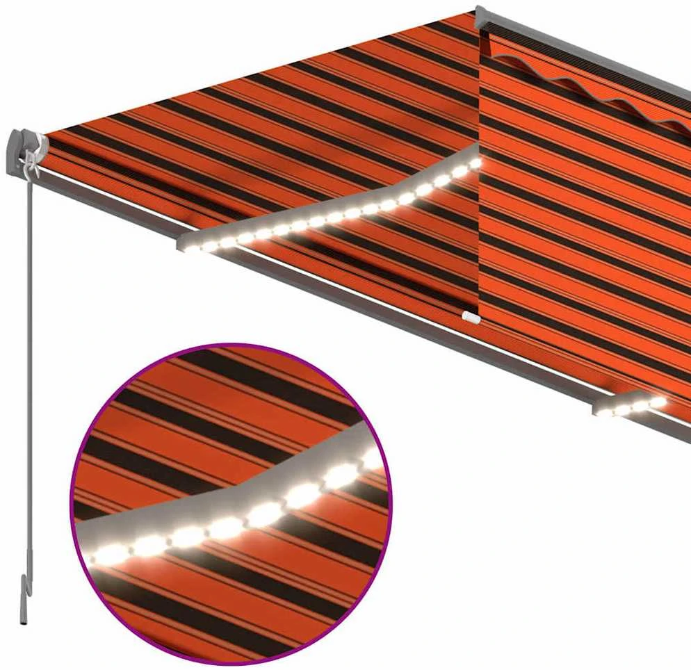 Rankiniu būdu ištraukiama markizė, oranžinė ir ruda, 3,5x2,5m