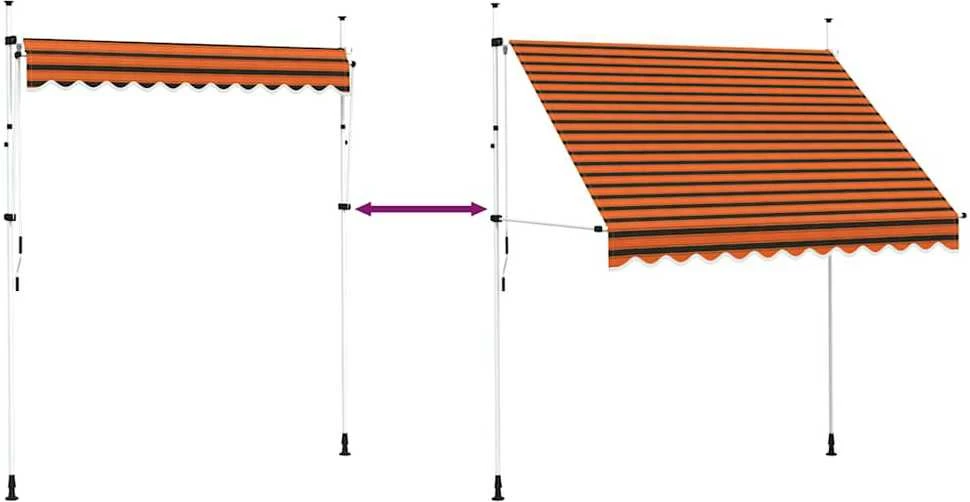 Rankiniu būdu ištraukiama markizė, oranžinė ir ruda, 250cm