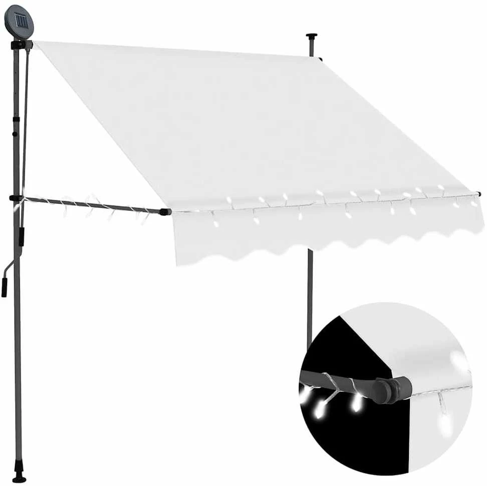 Rankiniu būdu ištraukiama markizė su LED, kreminė, 100cm