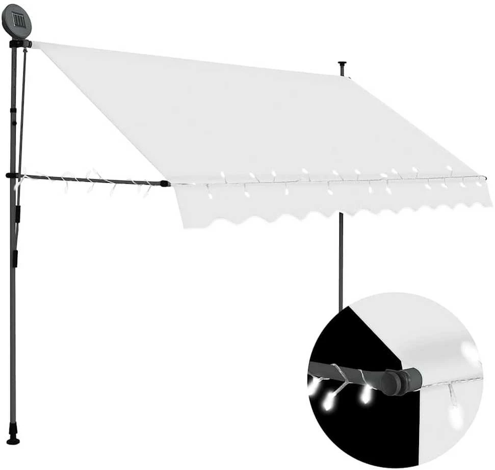 Rankiniu būdu ištraukiama markizė su LED, kreminė, 250cm