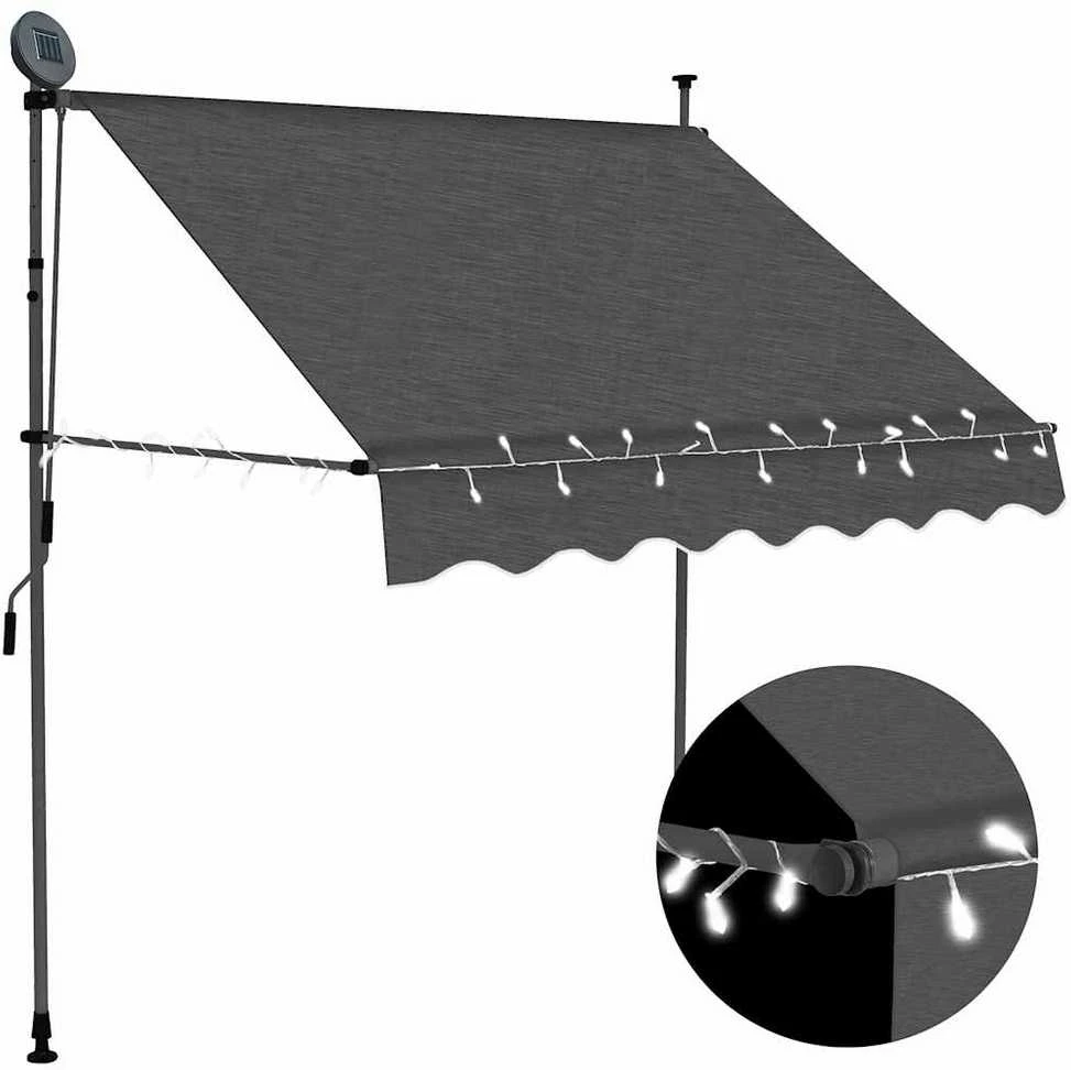 Rankiniu būdu ištraukiama markizė su LED, antracito, 200cm