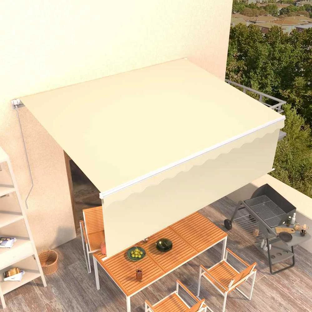 Rankiniu būdu ištraukiama markizė su uždanga, kreminė, 4x3m