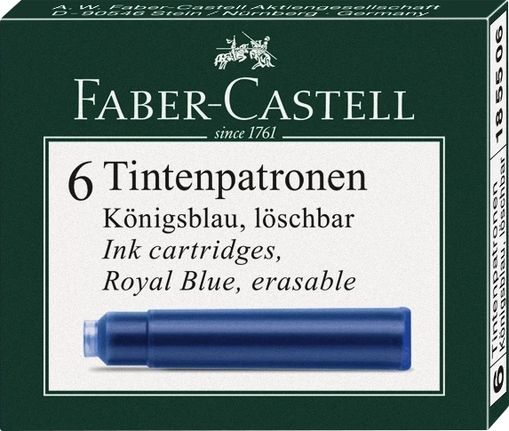Rašalo kapsulės Faber-Castell, 6vnt., mėlynos spalvos
