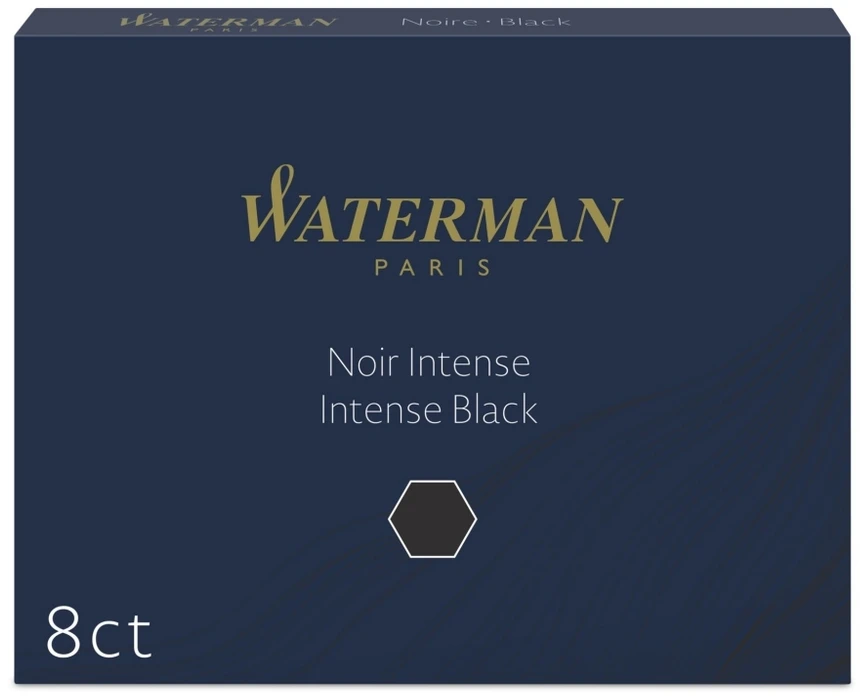 Rašalo kapsulės WATERMAN, 8 vnt., Juoda