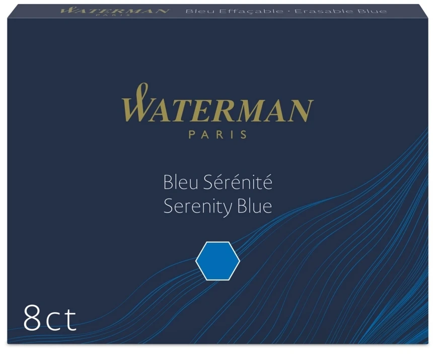 Rašalo kapsulės WATERMAN, 8 vnt., Mėlyna