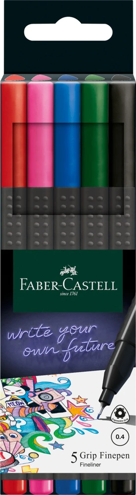 Rašiklis Faber-Castell FinePen, 0.4mm, 5 spalvų