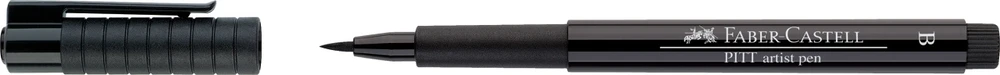 Rašiklis piešimui Faber-Castell PITT Artist Pen B, teptukinis, #199 juodos spalvos
