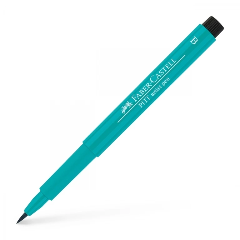 Rašiklis piešimui Faber-Castell PITT Artist Pen B, teptukinis, #156 Cobalt Žalias