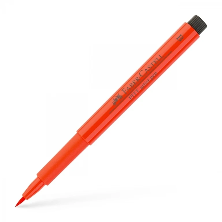 Rašiklis piešimui Faber-Castell PITT Artist Pen B, teptukinis, #118 Scarlet Raudona