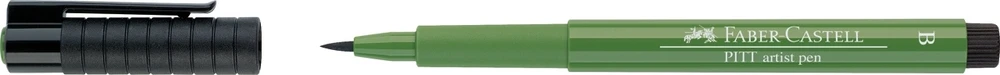 Rašiklis piešimui Faber-Castell PITT Artist Pen B, teptukinis, #167 Permanent Žalias Olive