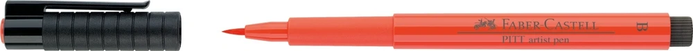 Rašiklis piešimui Faber-Castell PITT Artist Pen B, teptukinis, #118 Scarlet Raudona