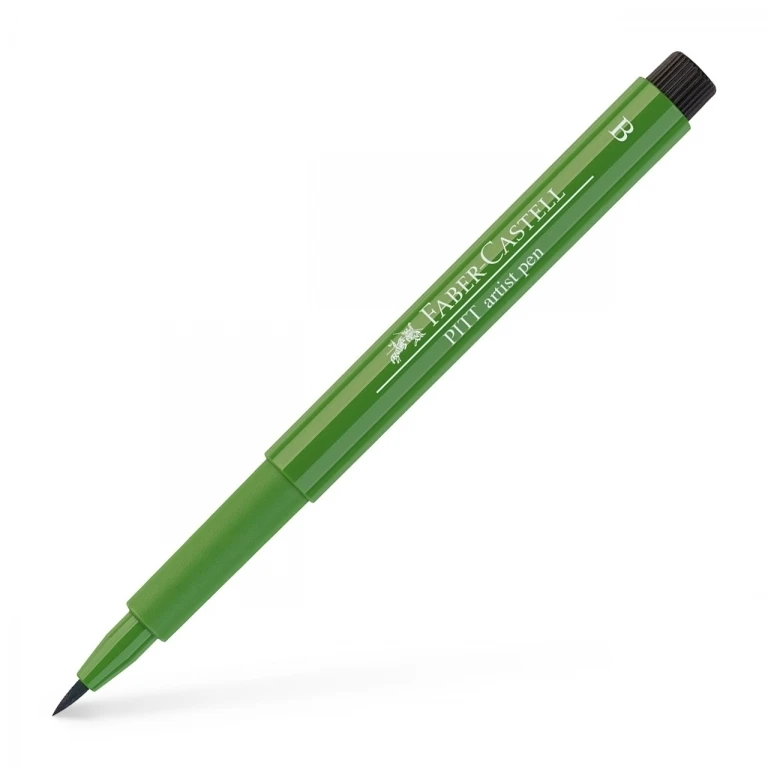 Rašiklis piešimui Faber-Castell PITT Artist Pen B, teptukinis, #167 Permanent Žalias Olive