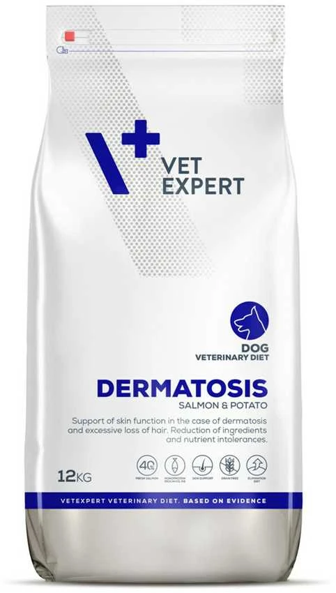 VET EXPERT Veterinary Diet Dermatosis Dog su lašiša ir bulvėmis - dry dog food - 12 kg