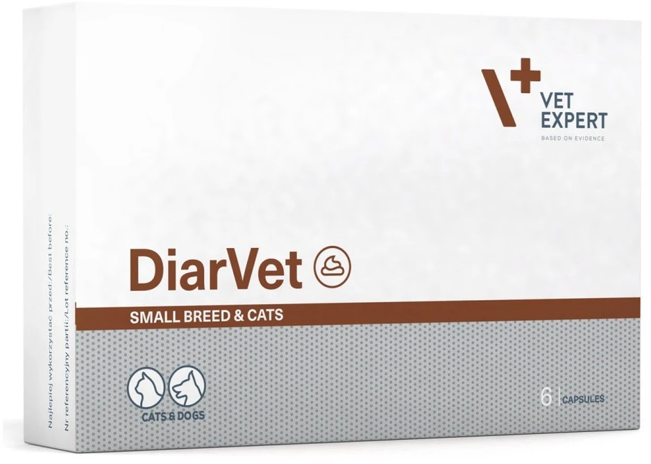 Gyvūnų Papildas - VetExpert Diarvet Mažų Veislių 6 Tabletės Šunims Ir Katėms 5–10 Kg