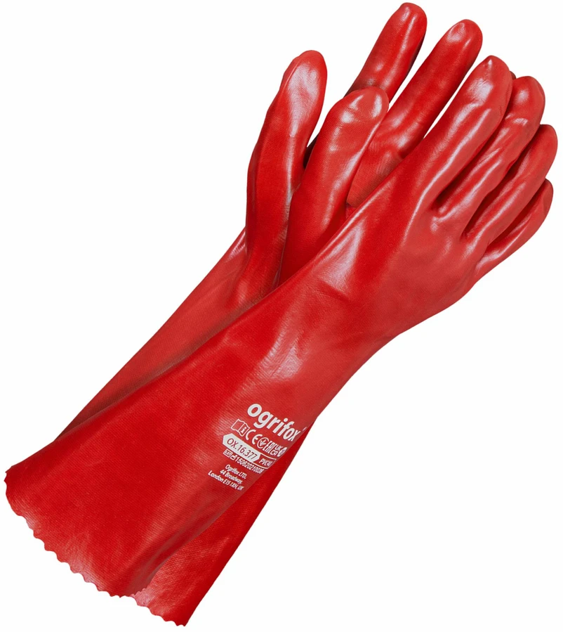 Raw Pol PVC PIRŠTINĖS RAUDONOS ILGOS 40cm DYDIS – 10