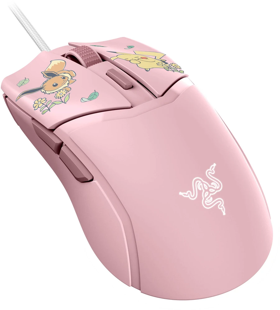 Razer Cobra Pelė žaidimams, su laidu, 8,500 DPI, Chroma RGB – Pikachu/Eevee