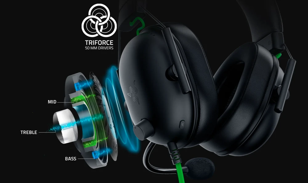 Žaidimų ausinės Razer BlackShark V2 X, Juodos spalvos