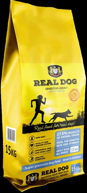 Real Dog Sensitive 15kg pašaras suaugusiems šunims su antiena