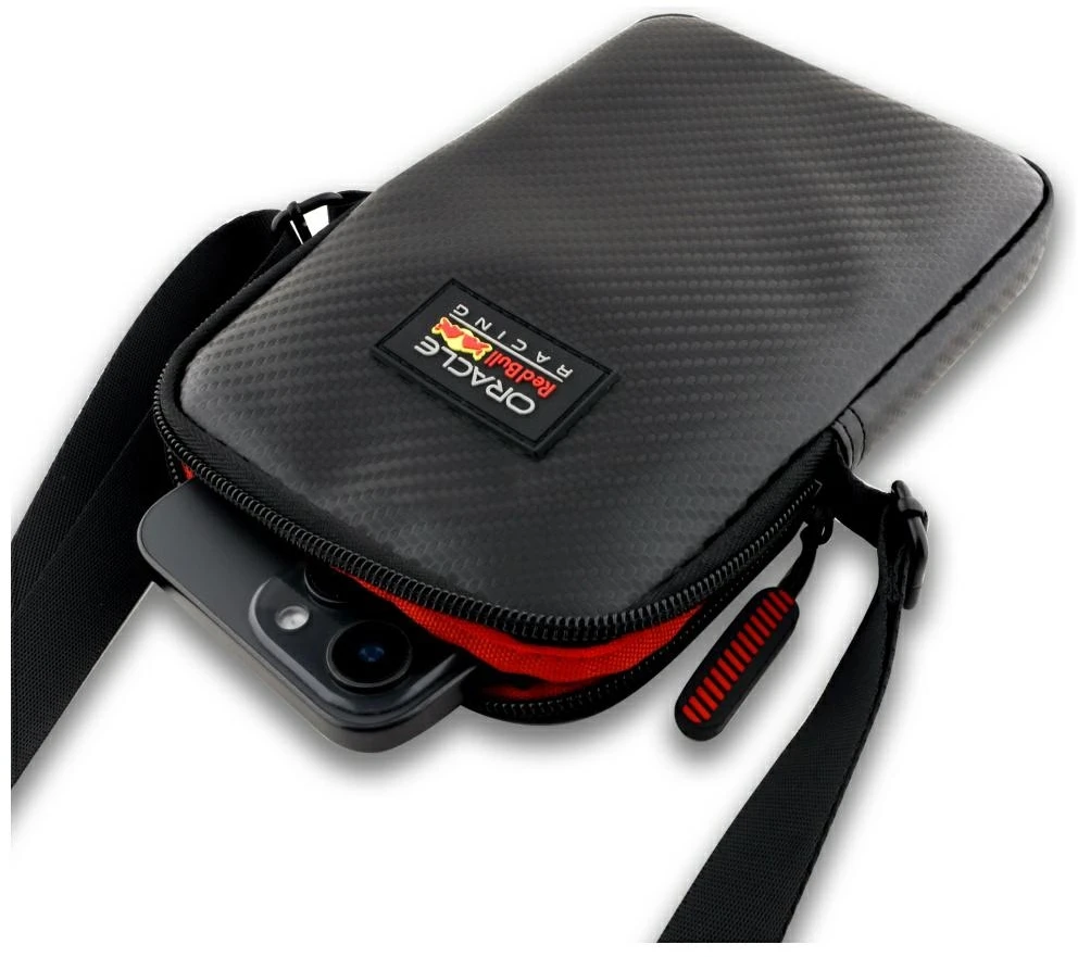 Red Bull Raudona Bull Raudona Bull Carbon Patch Phone Bag juodos spalvos