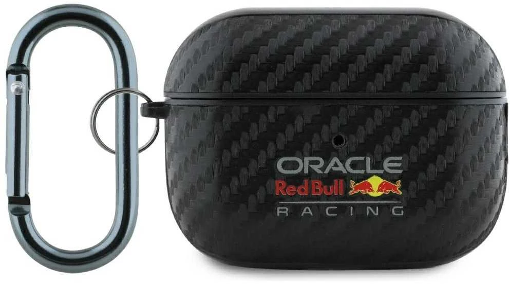 Dėklas Red Bull Raudona Bull Raudona Bull PU Carbon Logo AirPods Pro 2 juodos spalvos
