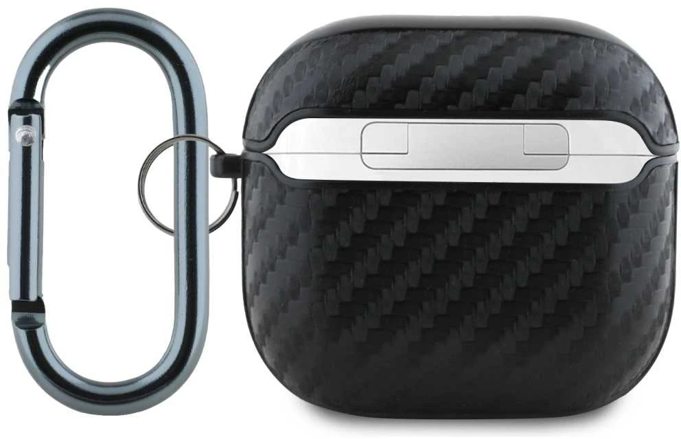 Dėklas Red Bull Raudona Bull Raudona Bull PU Carbon Logo AirPods 4 juodos spalvos