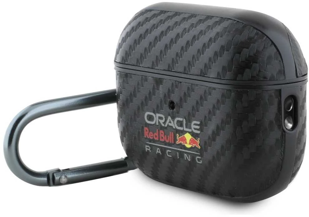 Dėklas Red Bull Raudona Bull Raudona Bull PU Carbon Logo AirPods Pro 2 juodos spalvos