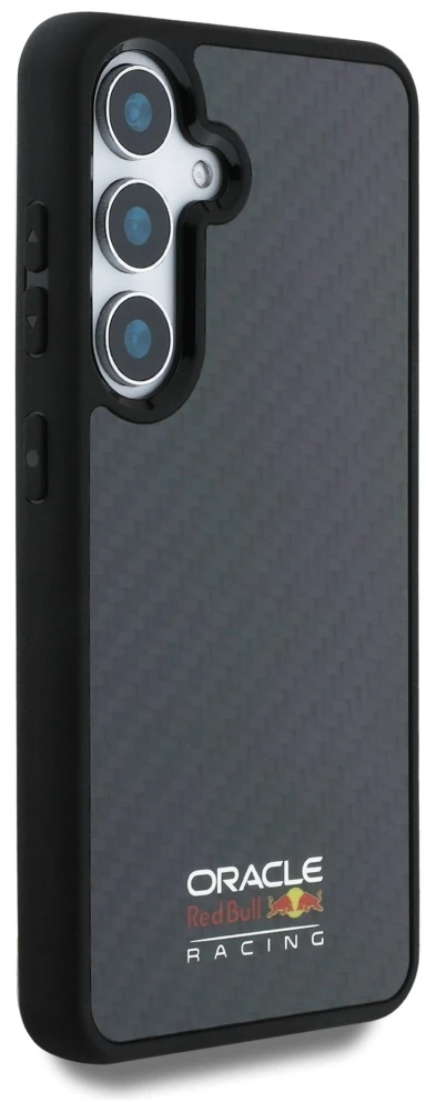 Red Bull Raudona Bull Original dėklas Raudonas BULL Real Carbon Fiber Shiny Logo MagSafe skirtas Samsung Galaxy S25 juodos spalvos