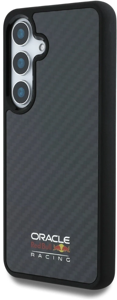 Red Bull Raudona Bull Original dėklas Raudonas BULL Real Carbon Fiber Shiny Logo MagSafe skirtas Samsung Galaxy S25 juodos spalvos