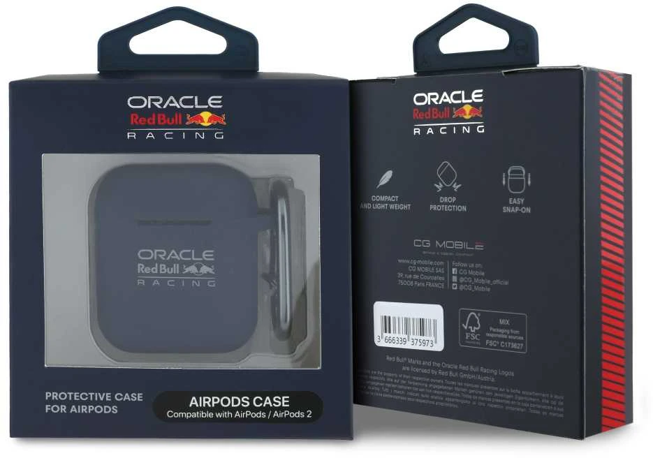 Red Bull Raudona Bull Raudona Bull silikoninis dėklas ausinėms Apple AirPods 1/2 mėlynos spalvos