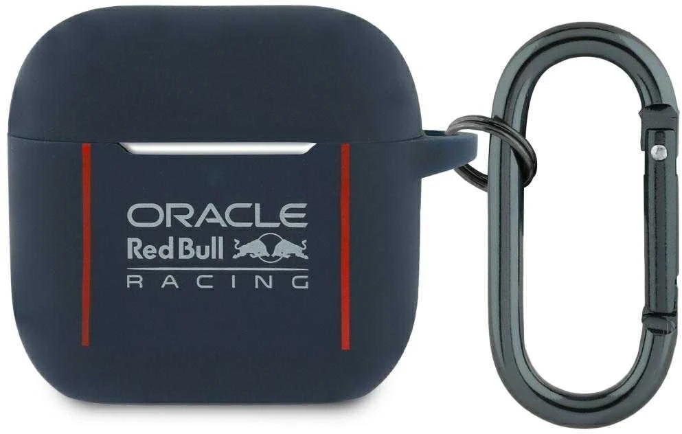 Dėklas Red Bull Raudona Bull Raudona Bull Silicone Logo & Lines AirPods 4 mėlynos spalvos
