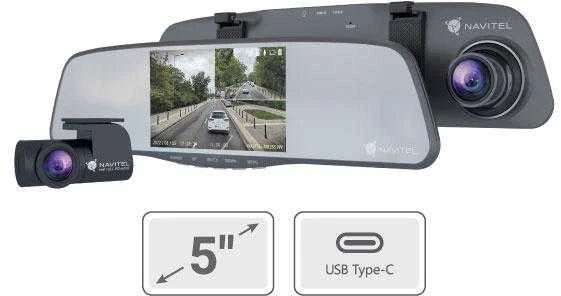 Navitel | Išmanusis galinio vaizdo veidrodėlis su DVR | MR255NV | IPS ekranas 5 colių; 960x480 | Žemėlapiai pridedami