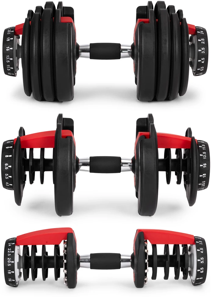 Reguliuojamas ketaus hantelis su stovu 2.5-24 kg, MOVEPRO